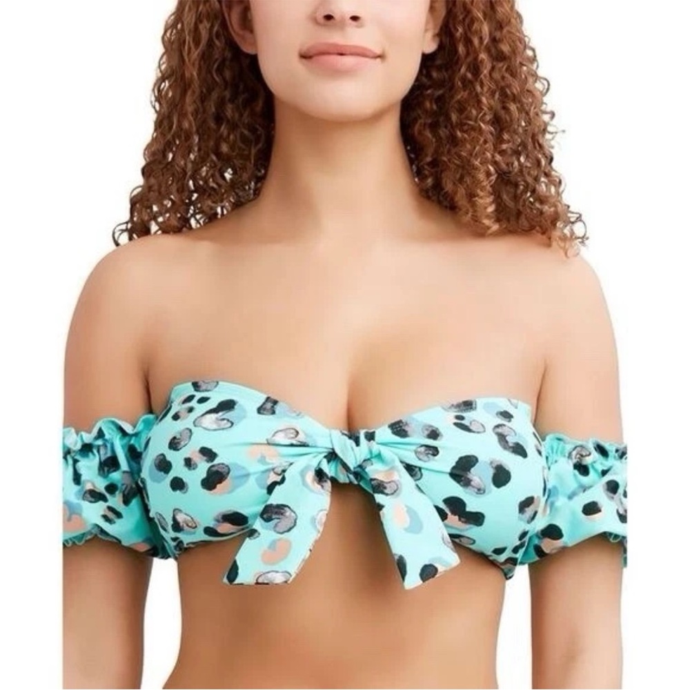 BCBGeneration Mint Leopard Bikini Top